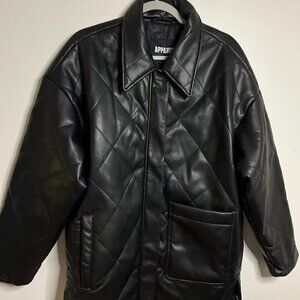 Apparis Stevie Black Quilted Vegan Leather Jacket Size L NEW with Tags0